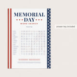 Memorial Day Word Search with Answer Key Printable