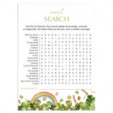 St Pattys Day Word Search Game Printable by LittleSizzle