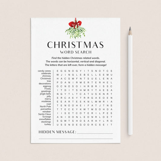 Christmas Word Search Printable with Hidden Message by LittleSizzle