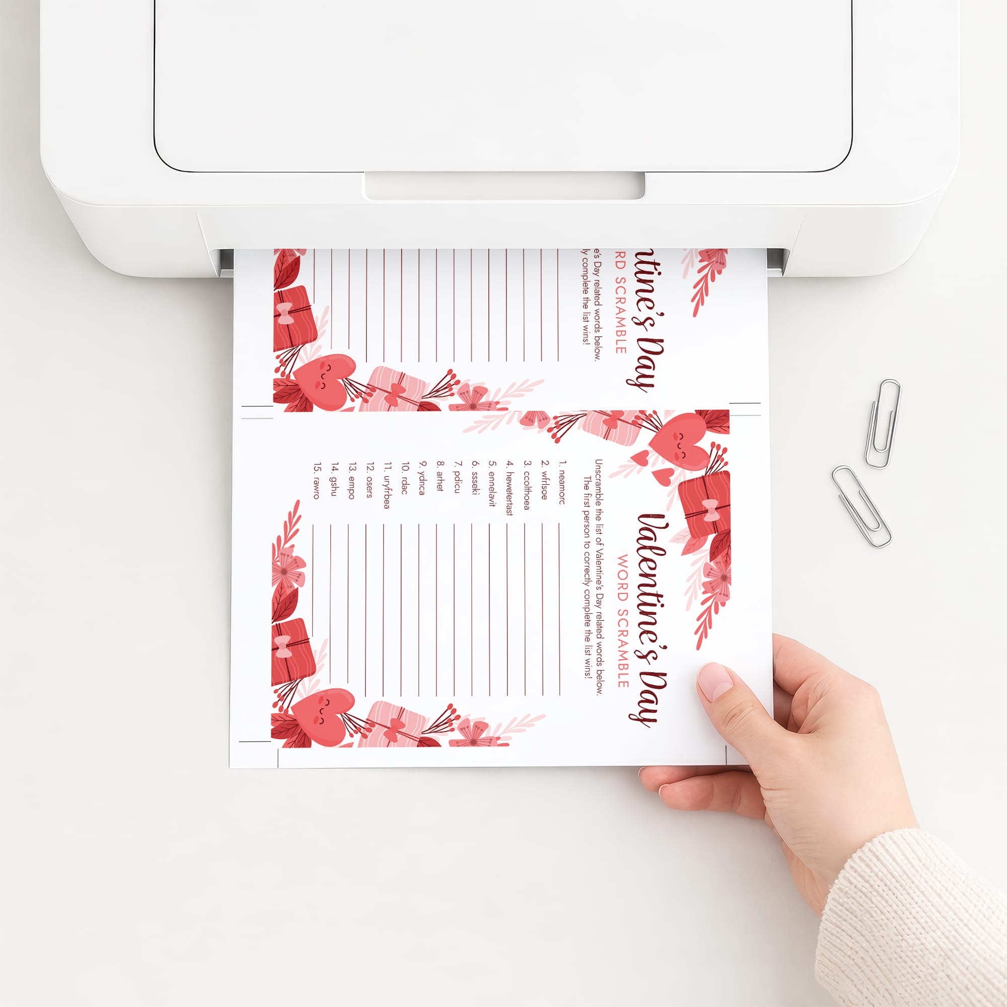 Printable Valentine's Day Word Scramble Game | Answers Included