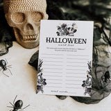 Skull Halloween Party Game Word List Digital Download