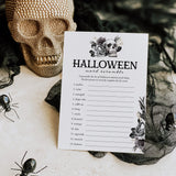 Floral Skull Halloween Word Scramble Game with Answers