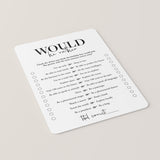 Birthday Would He Rather Game Printable