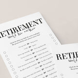 Retirement Party Would He Rather Game Cards Printable