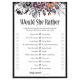 Halloween Theme Bridal Shower Game Would She Rather by LittleSizzle