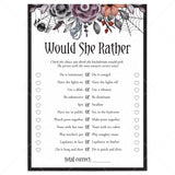 Moody Bachelorette Party Game Would She Rather Printable by LittleSizzle