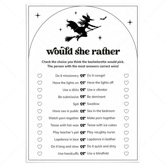 Naughty Bachelorette Would She Rather Questions Witches Theme by LittleSizzle