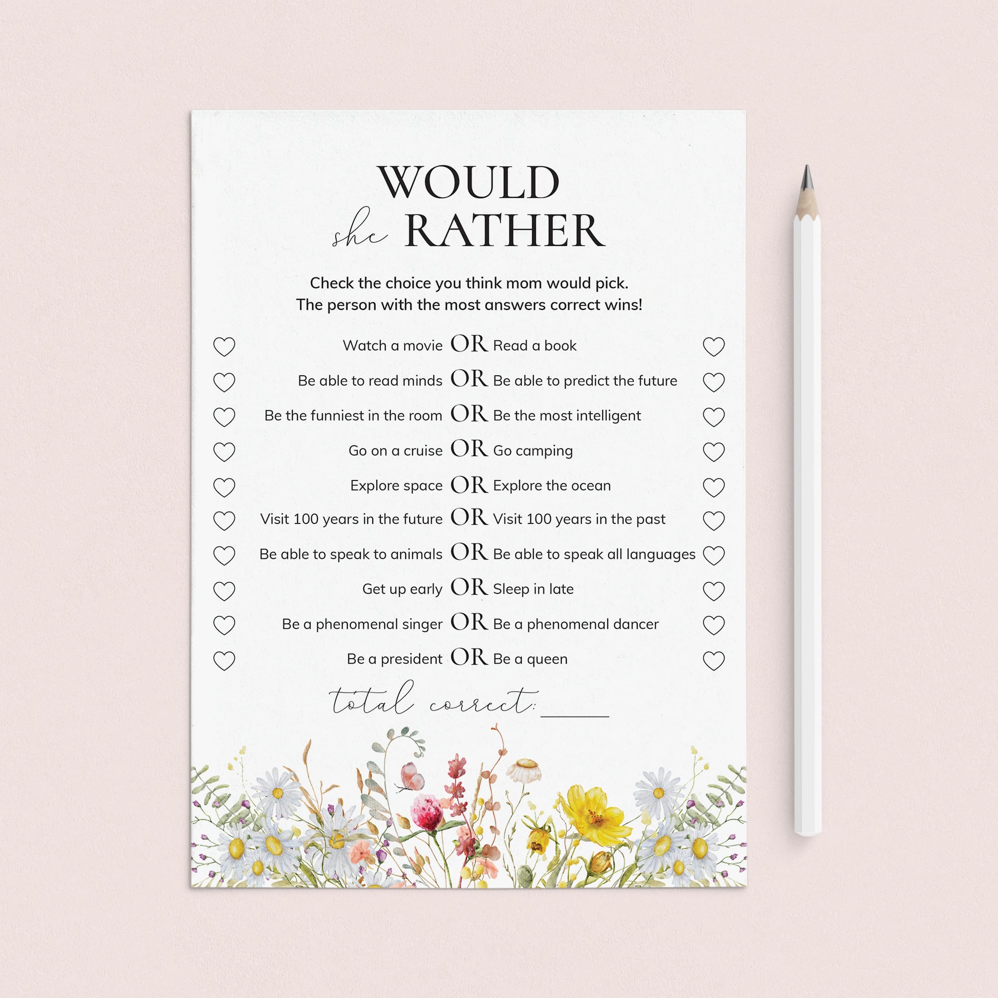 Would Mom Rather Printable Mother's Day Game by LittleSizzle
