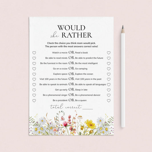 Would Mom Rather Printable Mother's Day Game by LittleSizzle