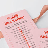 Would She Rather Bridal Shower Game Pink and Red Printable