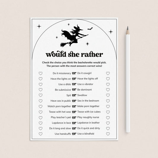 Naughty Bachelorette Would She Rather Questions Witches Theme by LittleSizzle