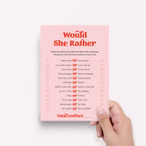 Would She Rather Bridal Shower Game Pink and Red Printable