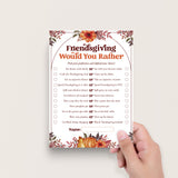 Friendsgiving Would You Rather Questions Printable