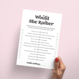 Would She Rather Questions Birthday Party Game Printable