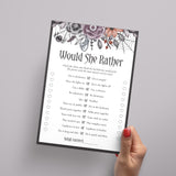 Moody Bachelorette Party Game Would She Rather Printable