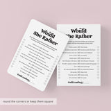 Would She Rather Questions Birthday Party Game Printable