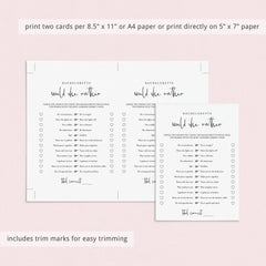 Bachelorette Would She Rather Game Printable