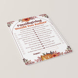 Friendsgiving Would You Rather Questions Printable