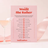 Would She Rather Bridal Shower Game Pink and Red Printable