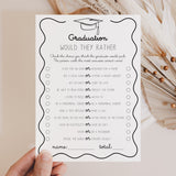 Graduation Party Game Would They Rather Questions Printable