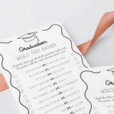 Graduation Party Game Would They Rather Questions Printable