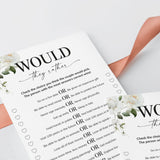 Would They Rather Anniversary Party Game Printable