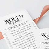 Fun Anniversary Party Game Would They Rather Printable