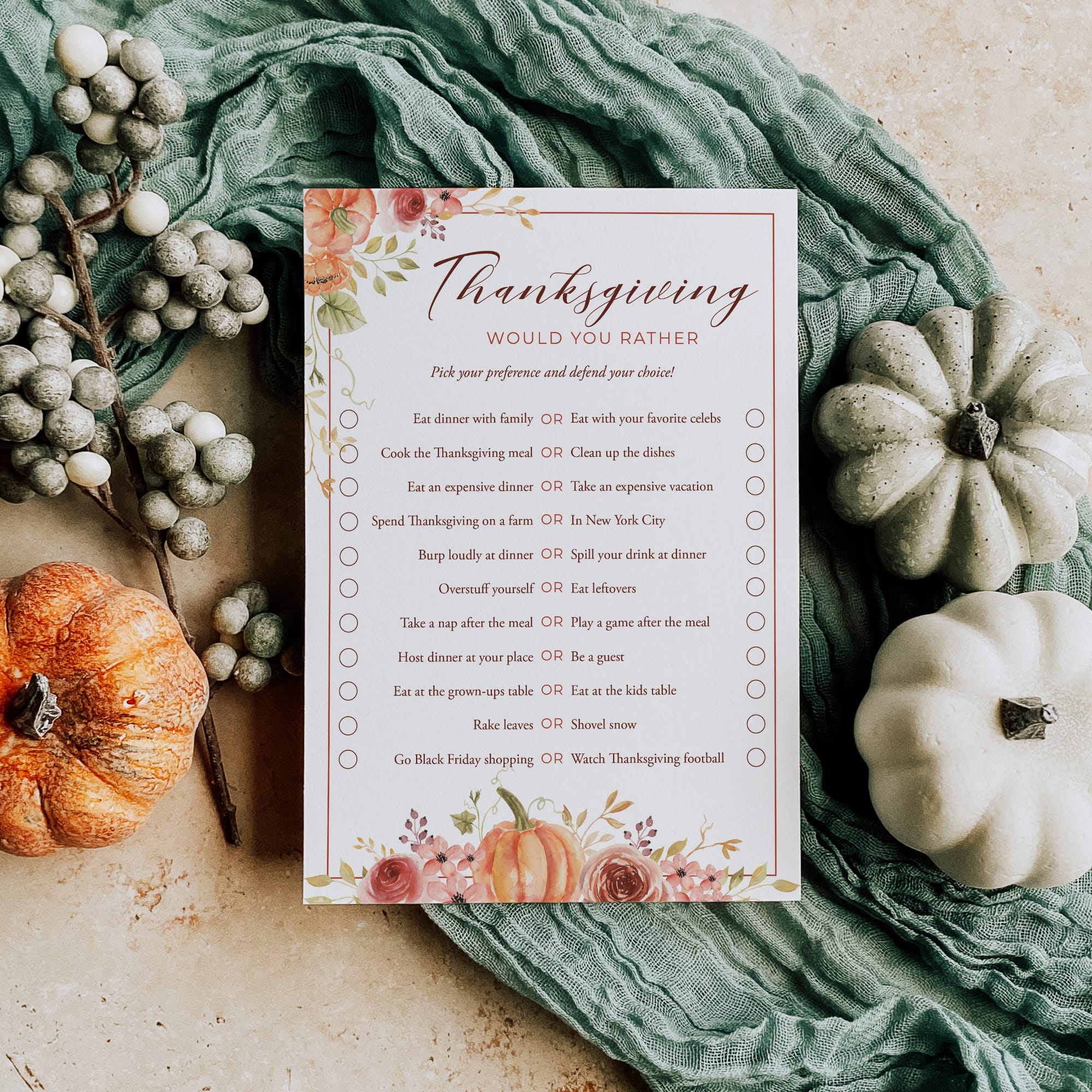 70 Fun Thanksgiving Would You Rather Questions (Free Printable)