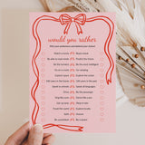 Girls Night Would You Rather Questions Printable Pink Wavy Border