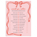 Girls Night Would You Rather Questions Printable Pink Wavy Border by LittleSizzle