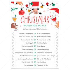 Funny Adult Christmas Party Game Would You Rather Printable by LittleSizzle