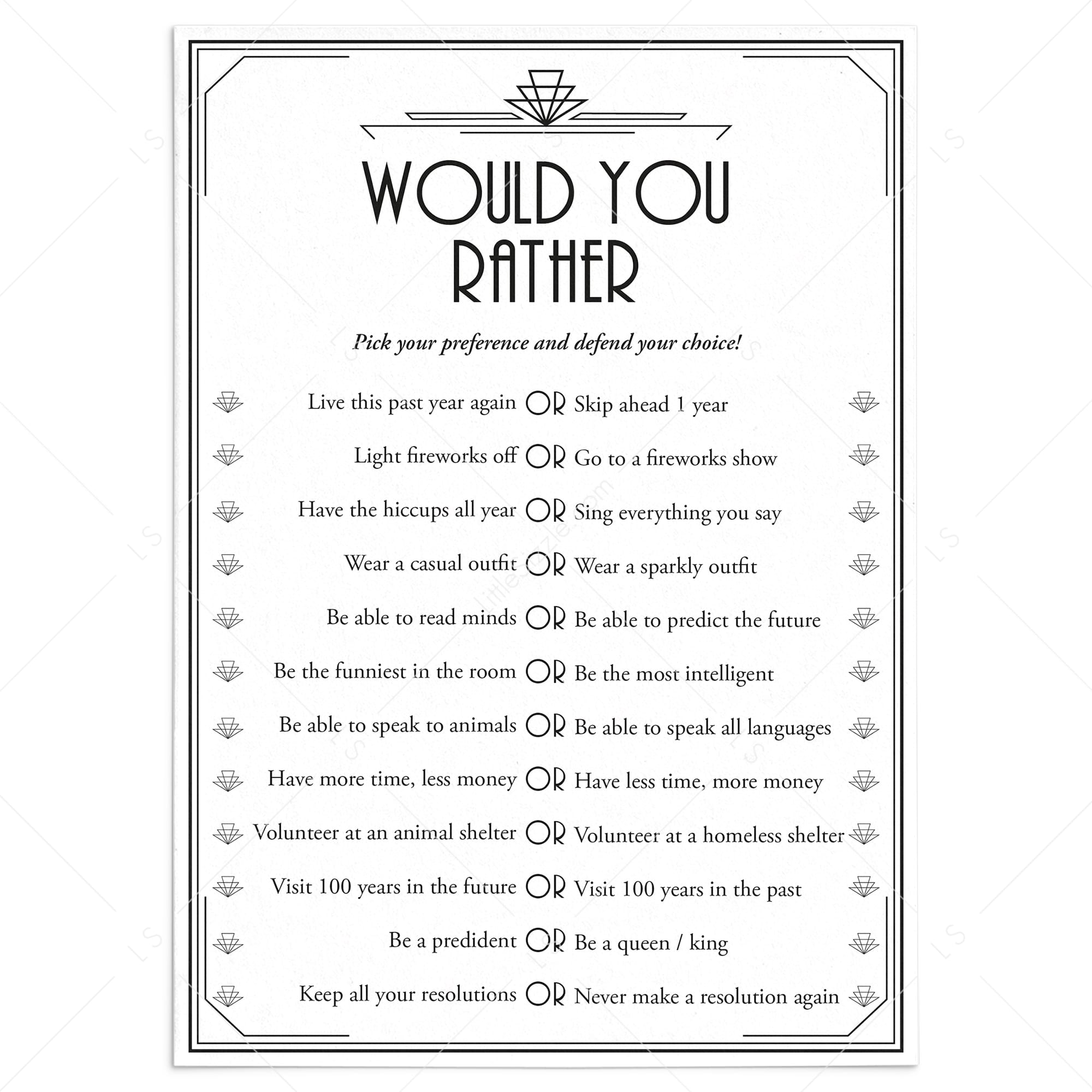 Roaring 20s New Year's Eve Party Icebreaker Questions by LittleSizzle