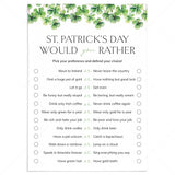 St. Patrick's Day Game Printable Would You Rather by LittleSizzle