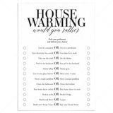 Housewarming Would You Rather Questions Printable by LittleSizzle