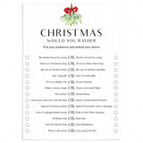 Christmas Would You Rather Questions Printable by LittleSizzle