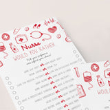 Nurse Would You Rather Questions Printable