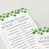 St. Patrick's Day Game Printable Would You Rather