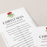 Christmas Would You Rather Questions Printable