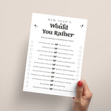New Year's Eve Would You Rather Questions Printable