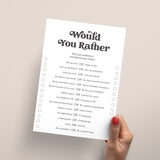 Would You Rather Questions for Adults Printable Icebreaker