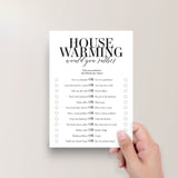 Housewarming Would You Rather Questions Printable