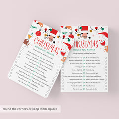Funny Adult Christmas Party Game Would You Rather Printable