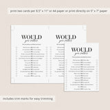 Office Would You Rather Questions Printable