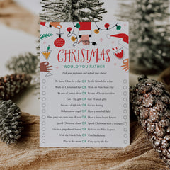 Funny Adult Christmas Party Game Would You Rather Printable