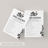 Skull Theme Bridal Shower Game Who Knows The Bride Best Printable