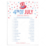 4th of July Game US Capital Match with Answers by LittleSizzle
