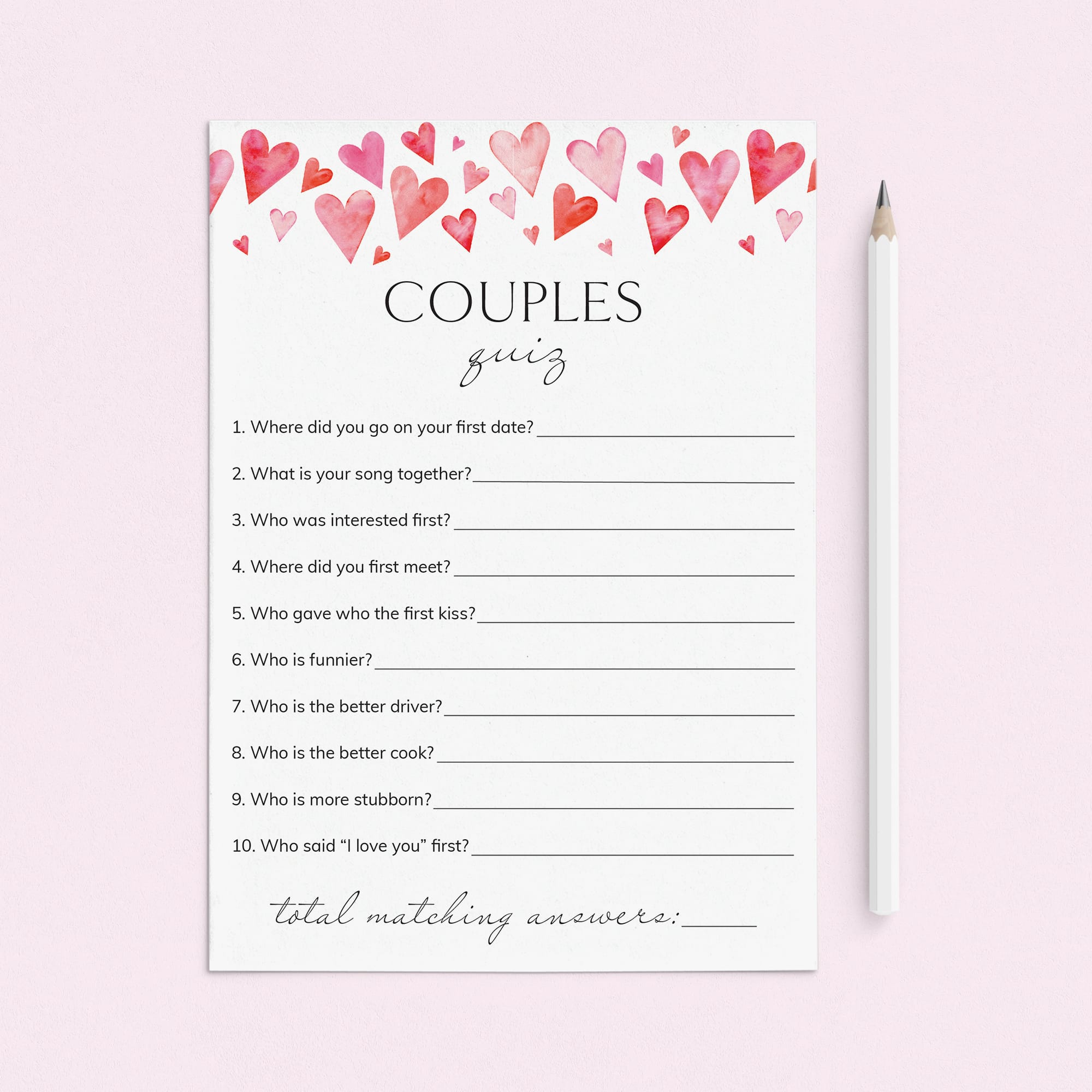 Fun Couples Quiz Questions Printable by LittleSizzle