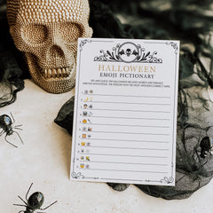 Halloween Emoji Pictionary Printable Vintage Black & Gold