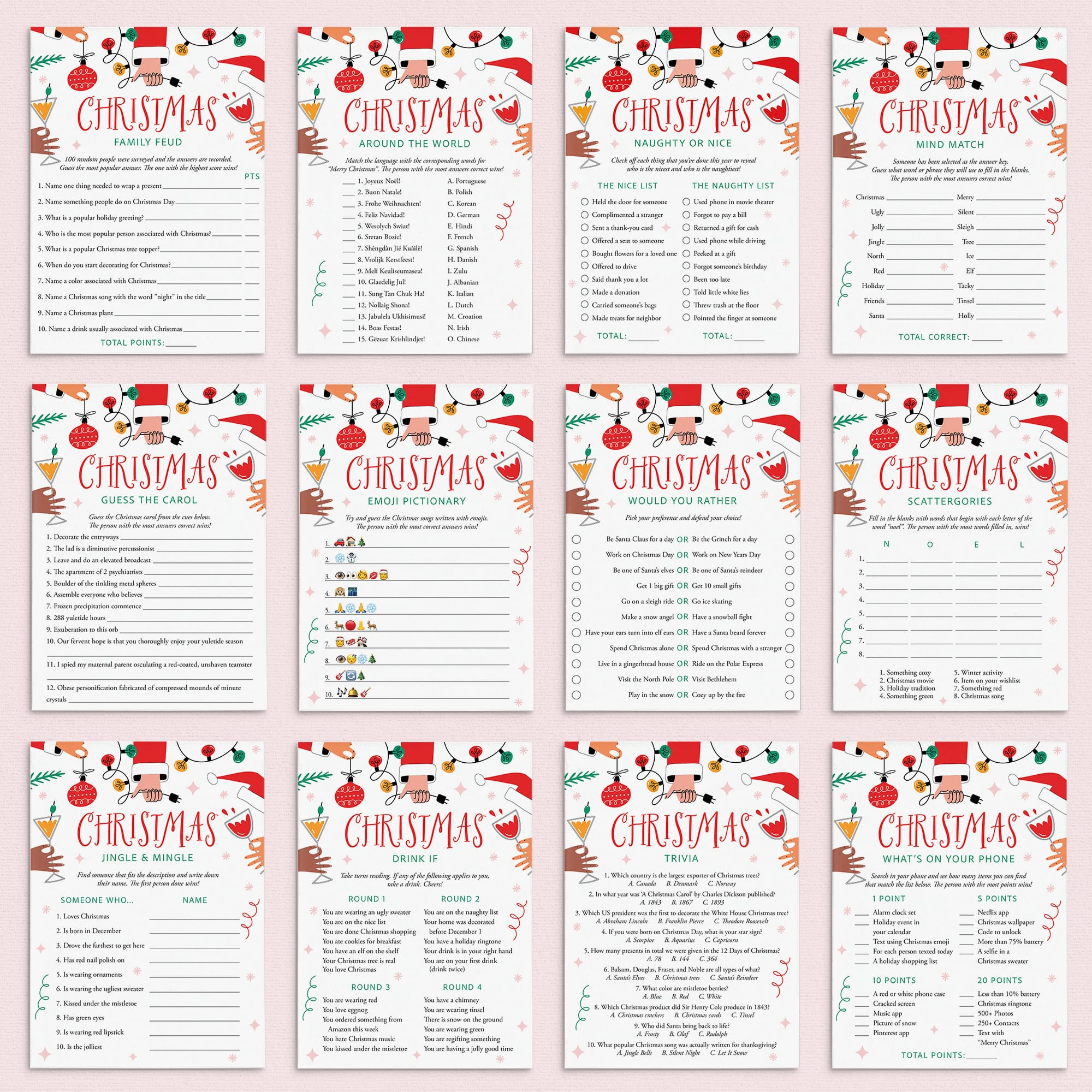 Let's Get Lit Christmas Party Games Bundle by LittleSizzle