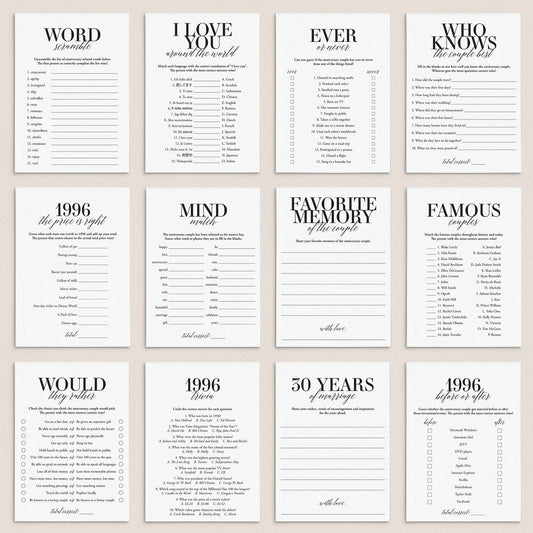 Married in 1996 30th Wedding Anniversary Party Games Bundle by LittleSizzle